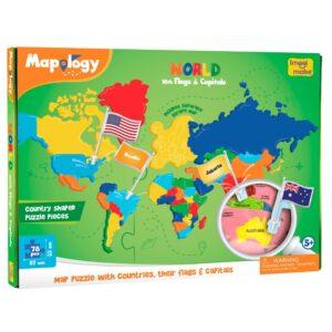 Imagimake Mapology World Map Puzzle | Includes Flags of The World